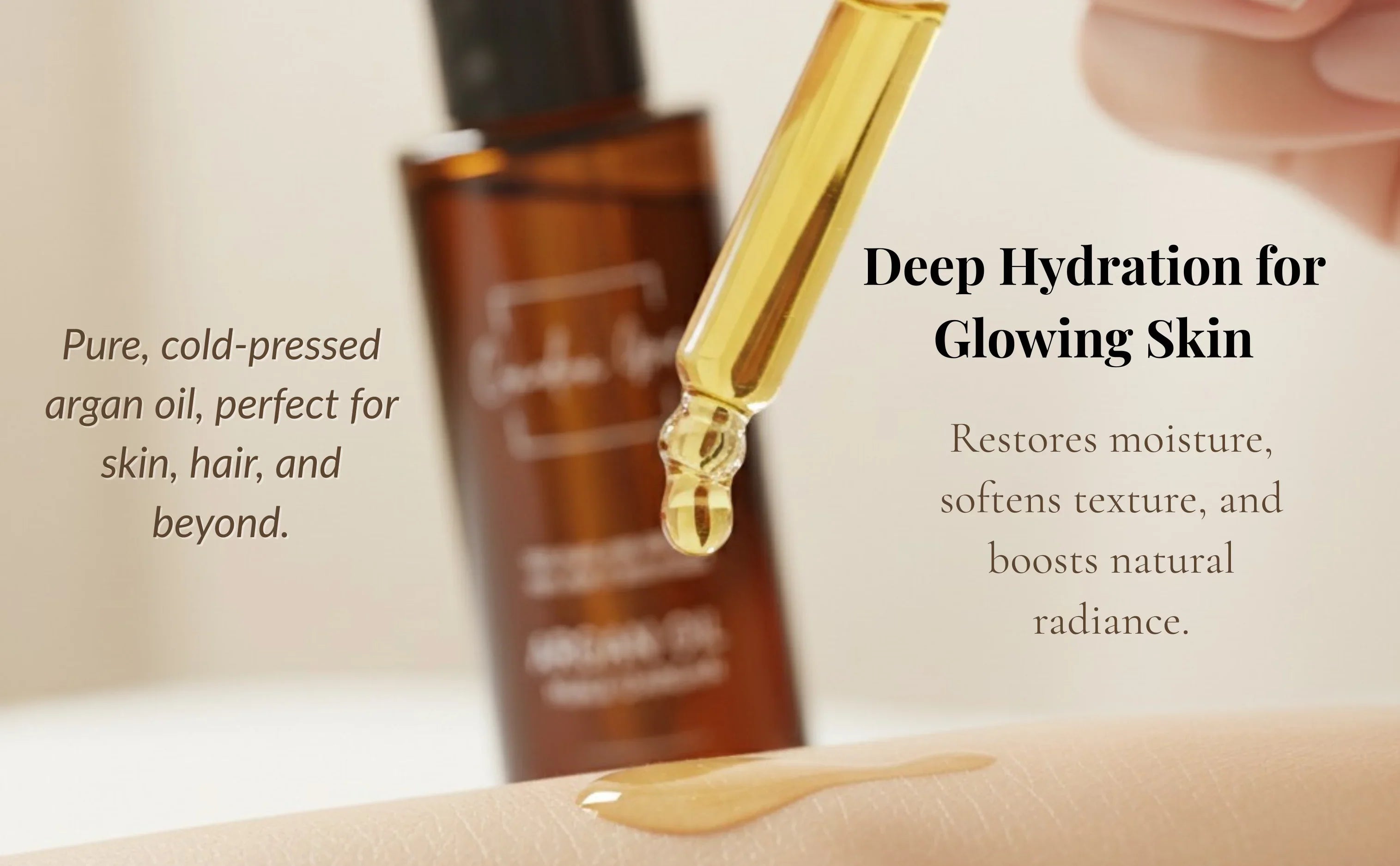 Organic 100% Argan Oil - For Dry, Tight & Dehydrated Skin + Frizz-Prone, Dry Hair